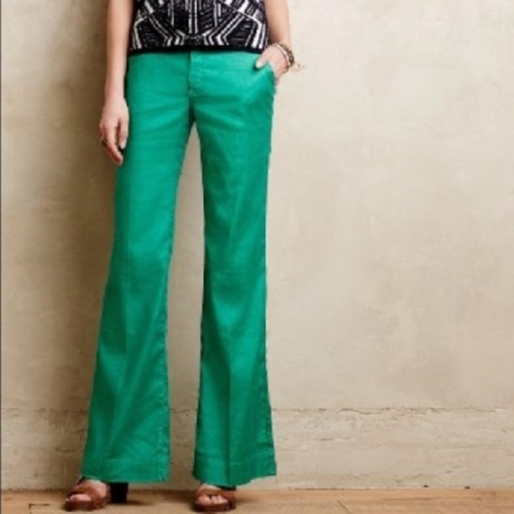 Anthropologie Level 99 Linen Wide Leg Trouser